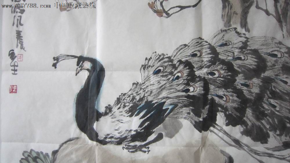 著名画家李金生斗方花鸟