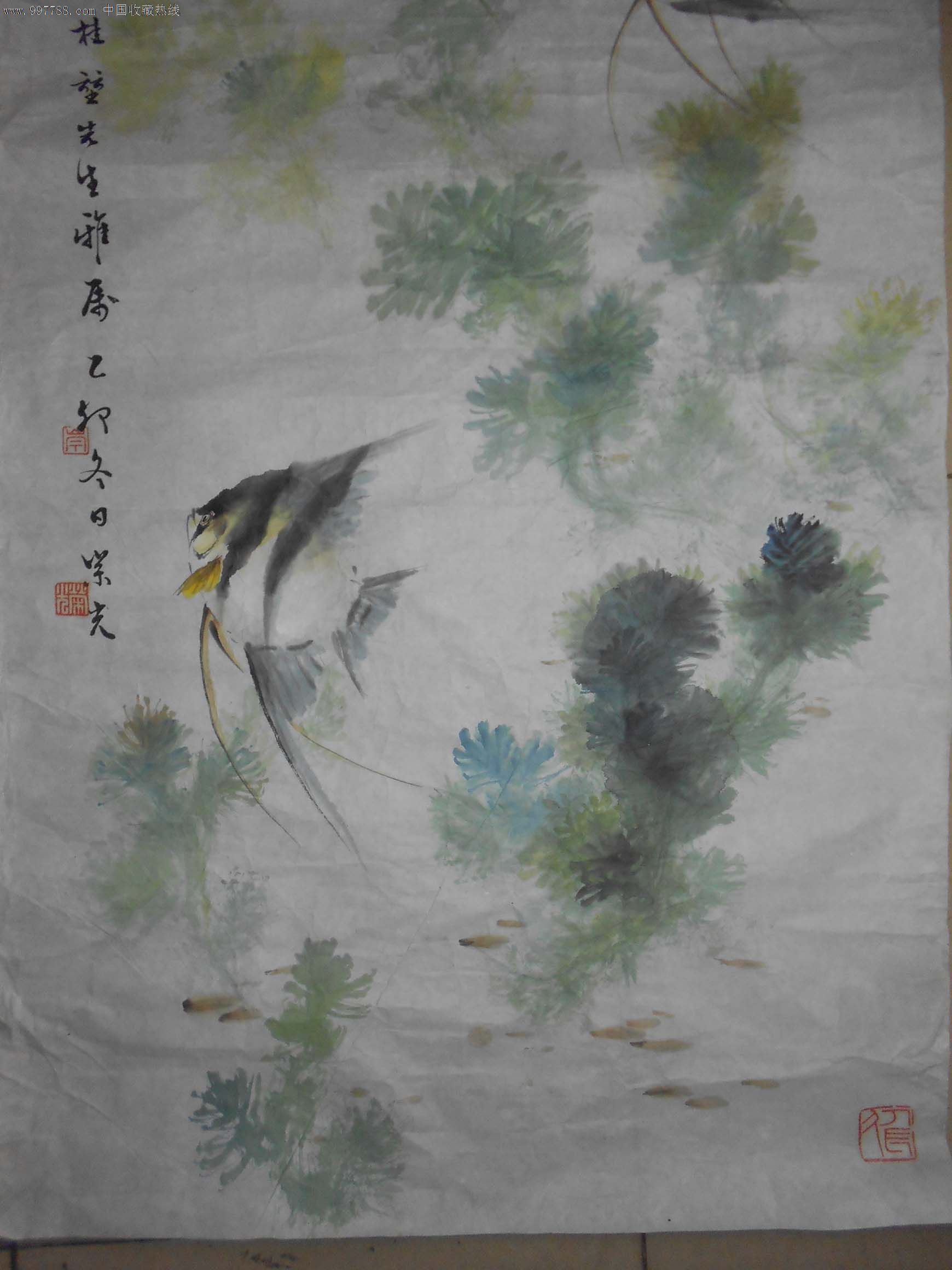 香港画家岑荣光画鱼图一幅52cm100cm