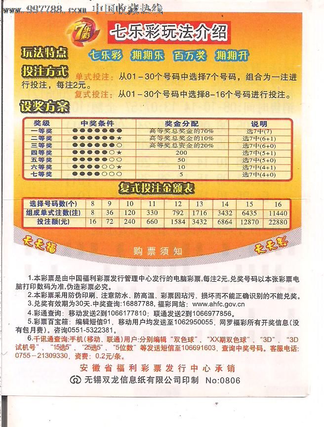 安徽电脑福利彩票玩法介绍n00806版