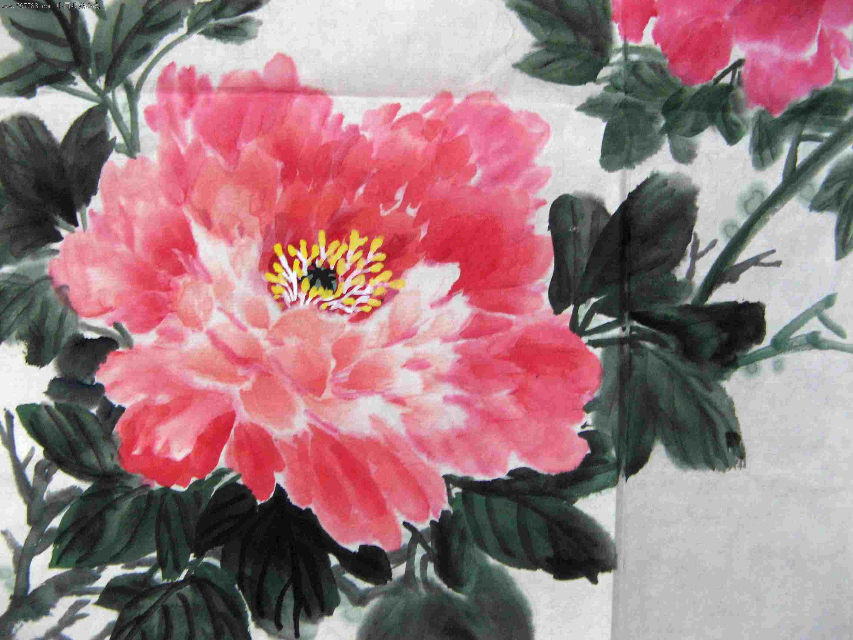 成都画家一尺斗方牡丹画