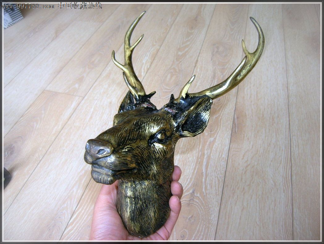 边疆早期洋房用大号鹿头铜挂饰精美少见30-21cm_第1