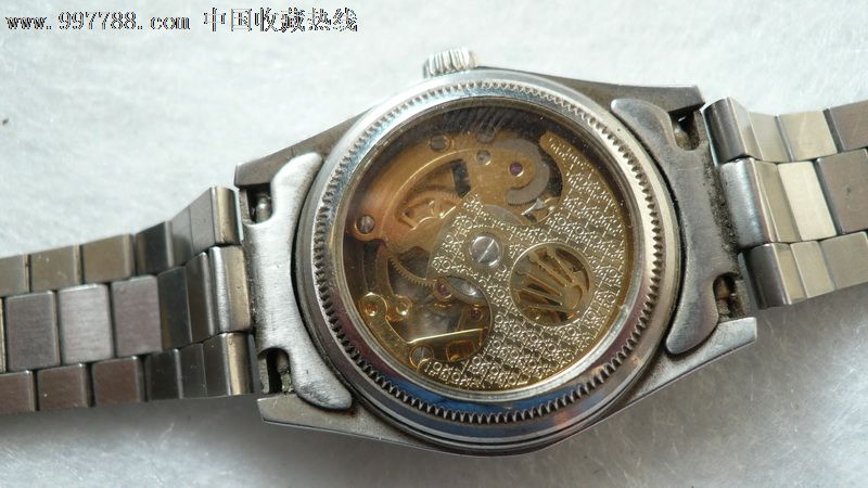 少见的无字18k镀金镂空劳力士男表