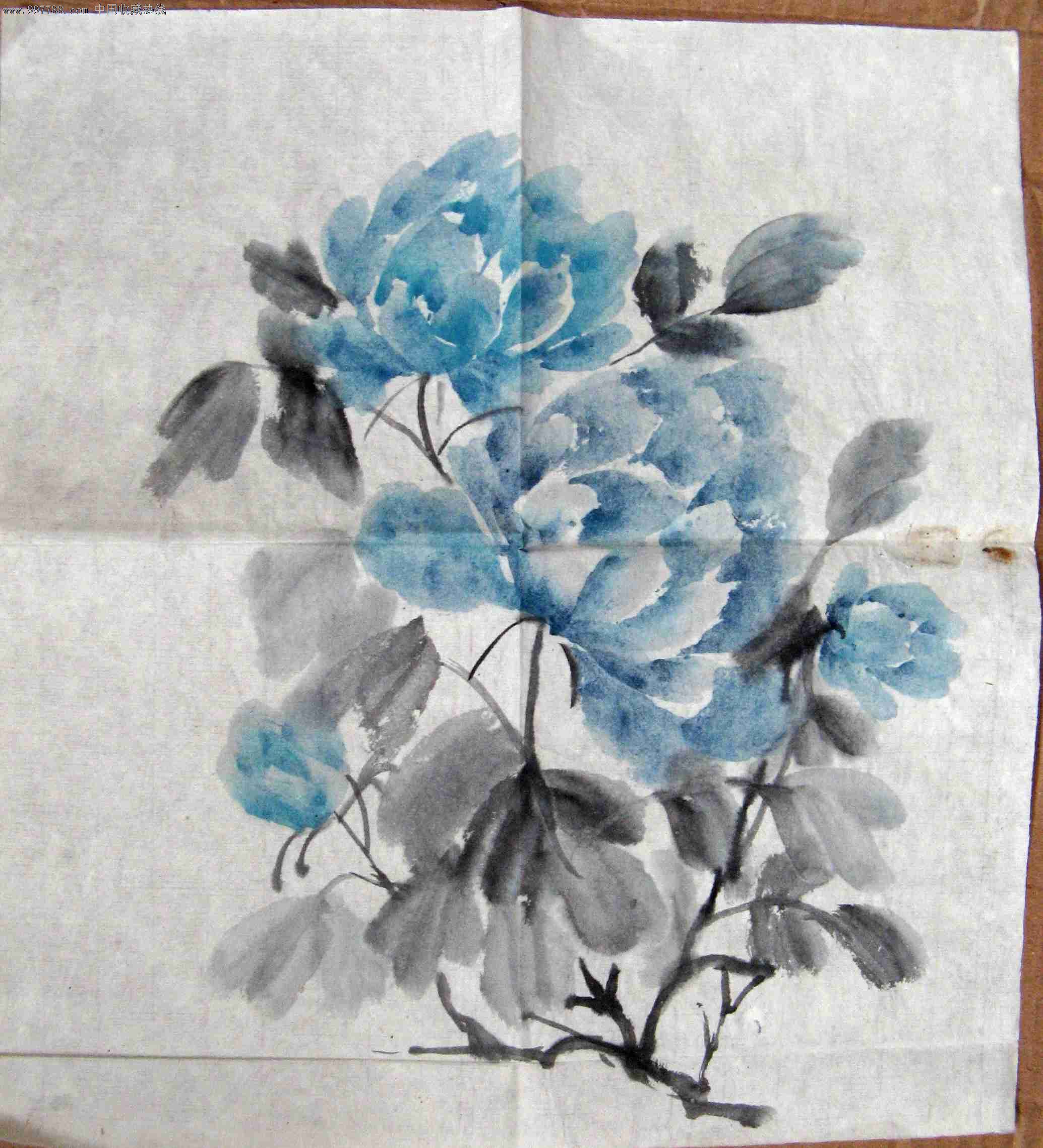 不错的一尺斗方无款兰牡丹画-价格:8元-se15814411-花鸟国画原作-零售