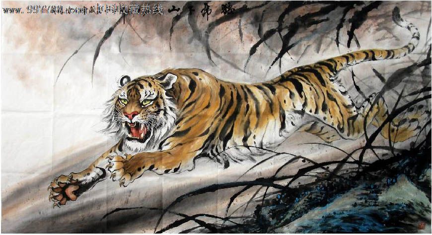 广西美协陈缘成·六尺走兽虎(单虎)-se15893377-花鸟国画原作-零售
