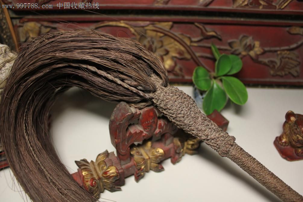 棕丝编老拂尘