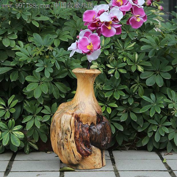 宜居品阁礼品/天然根雕木雕/松树根瘤艺术摆件/花插花瓶ywd413