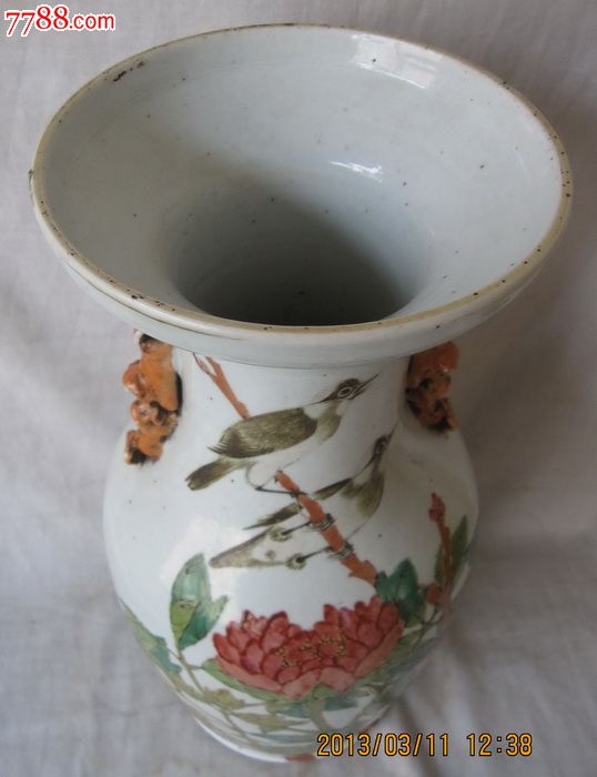 陈光辉浅绛彩富贵白头大瓶