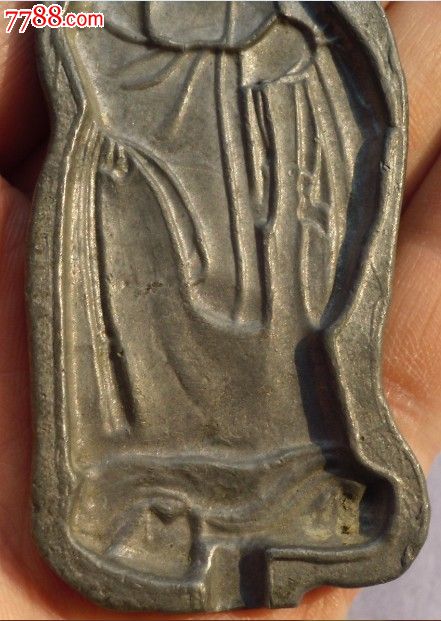 开门美品,存世不多,造型古朴,民国观音大士铅模具