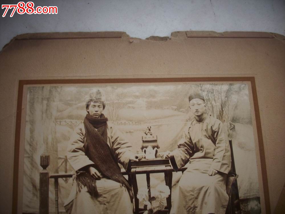 清末民国--[商人]双人老照片.尽尺寸13.5//9.5厘米.