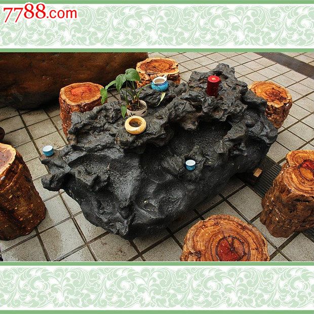 宜居品阁收藏精品广西奇石观赏石来宾水冲石天然茶桌茶台yws885