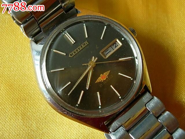 二手手表日本西铁城21钻全自动机械表360元(少见的黑盘)