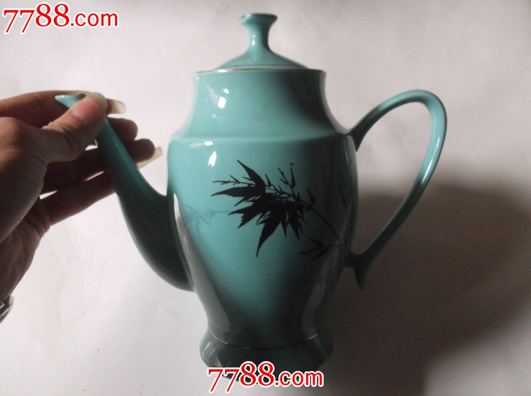 精美宣化二瓷茶壶一把,太漂亮了,高20cm,壶嘴至把手长22cm(包老包真)