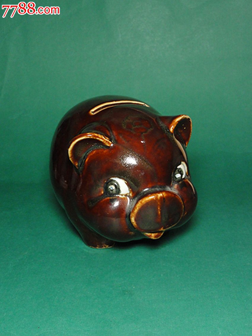 70年代老瓷窑变小猪存钱罐储蓄罐扑满罕见