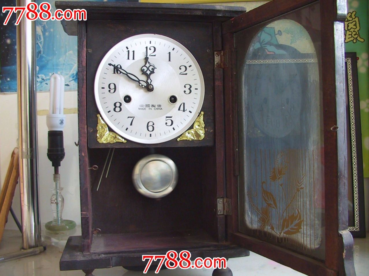 金狮牌木制挂钟(走时正常)