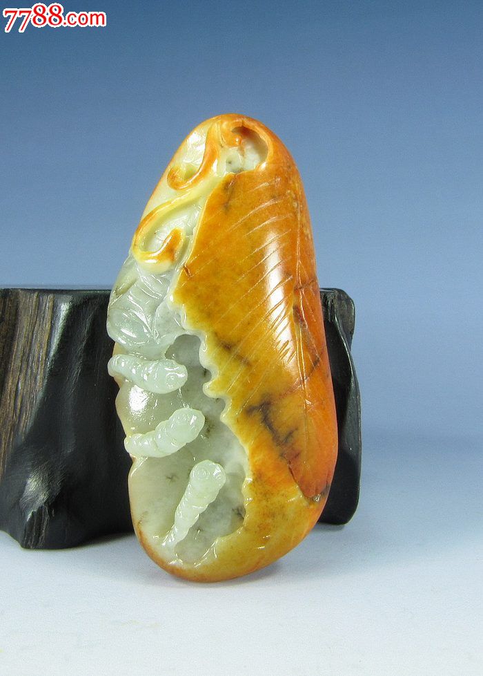 和田玉籽料(石包玉)精雕事业有成手把件