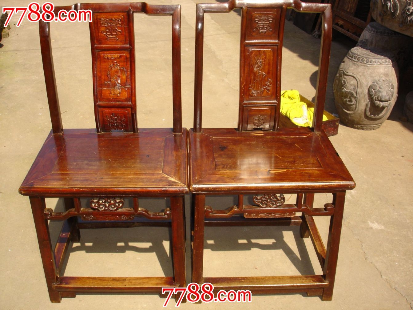 民国时期品相非常好的东阳工八仙靠背椅一对欢迎购买