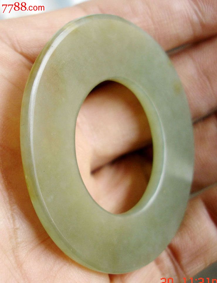 正宗昆仑玉和田玉青玉圆环玉环玉佩车鉓品挂件