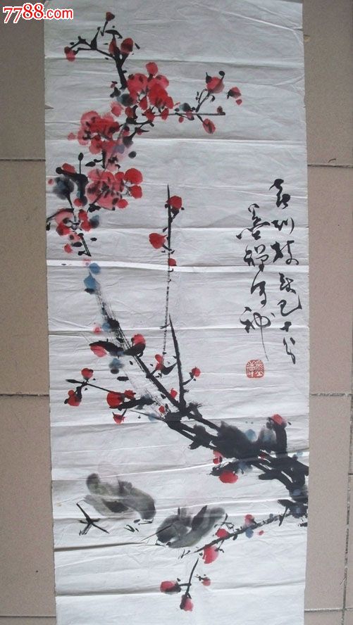 当代"鸡王"写意画家刘墨禅"梅花,小鸡"国画