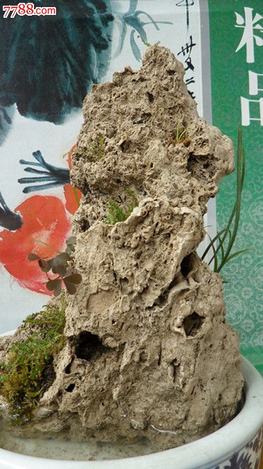 天然水锈石盆景