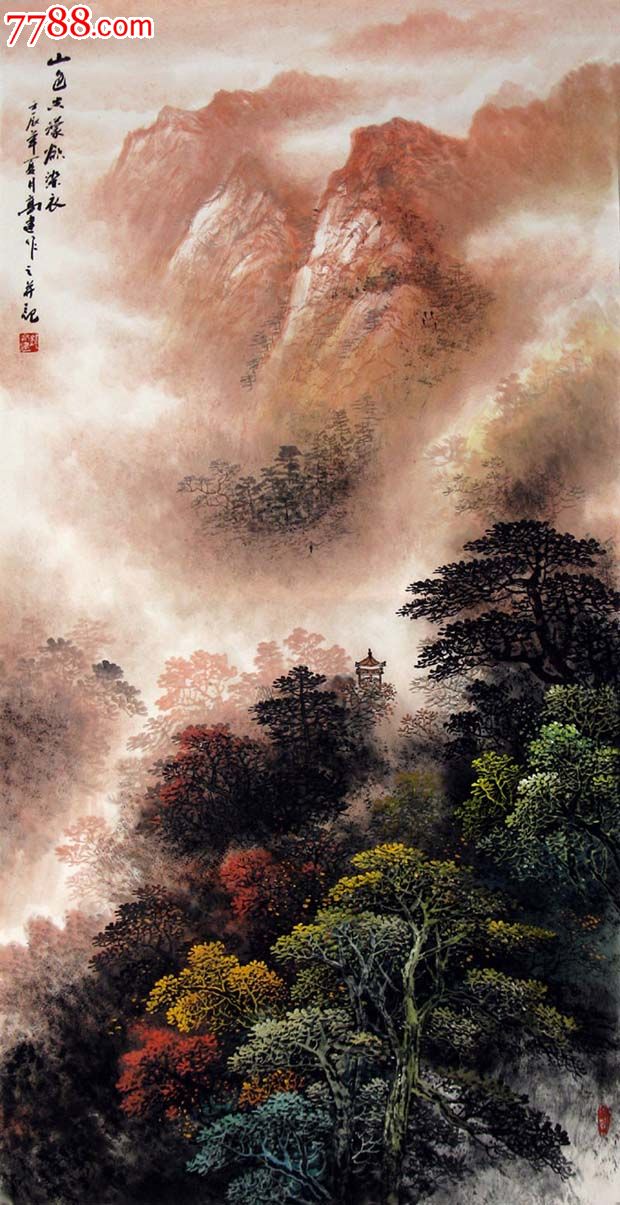 品墨斋★高档山水画★龙高建四尺★山色空朦欲染衣★精品