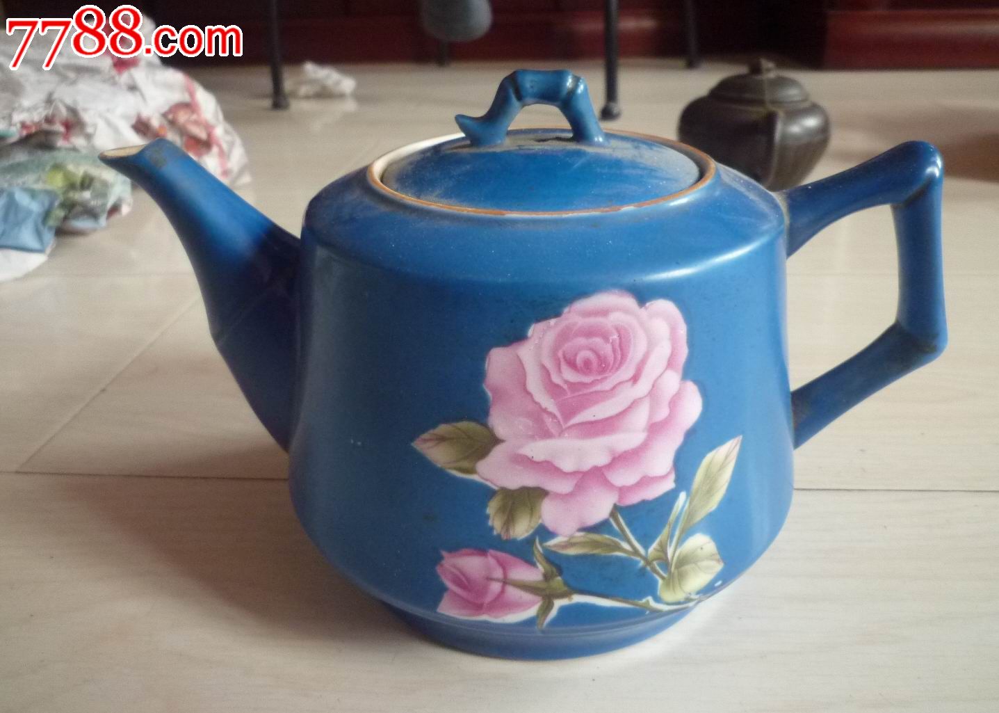唐山花卉图案茶壶一个-se17516884-蓝釉瓷-零售-7788收藏__收藏热线