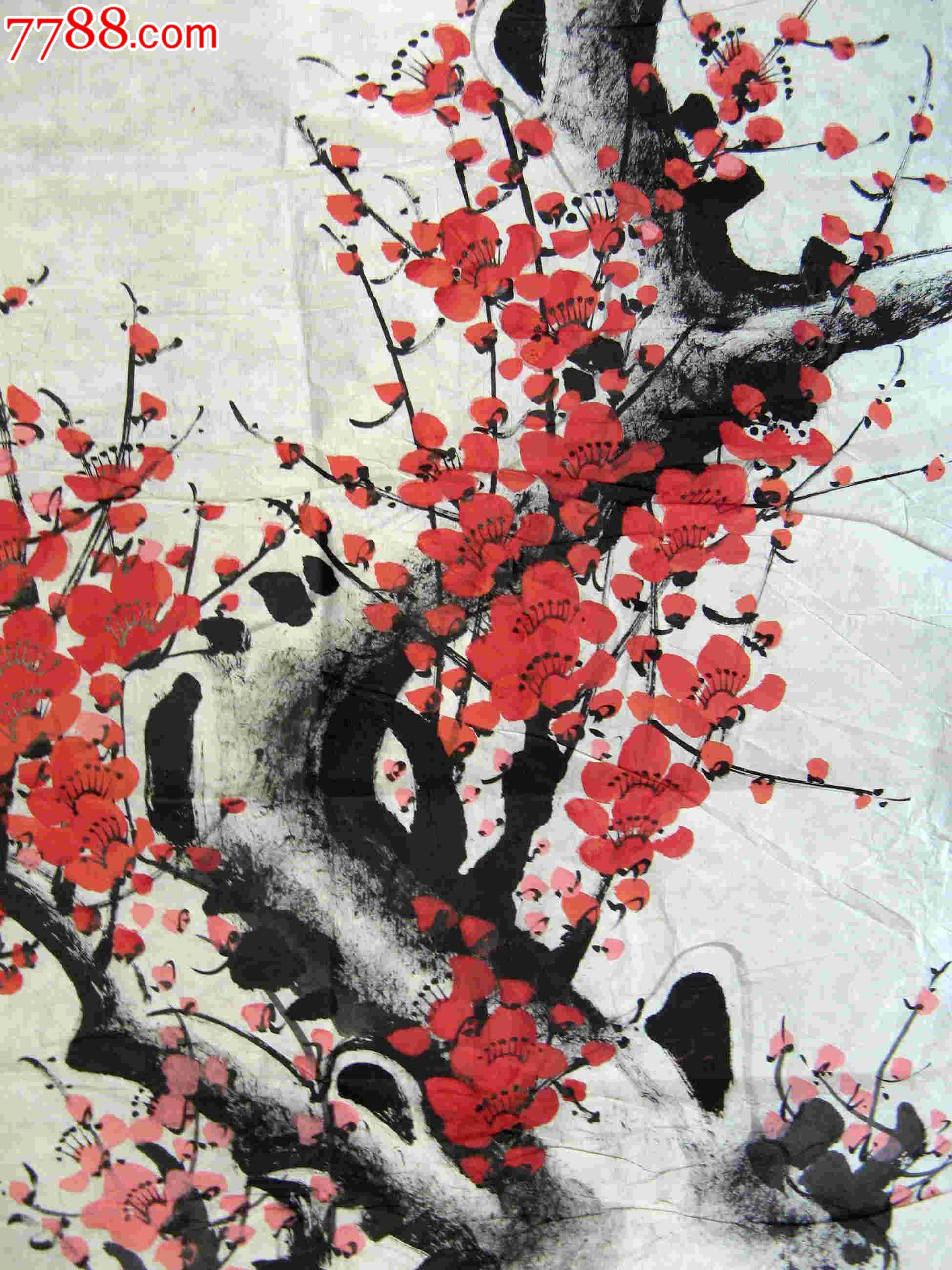 三尺条幅无款梅花画《迎春》