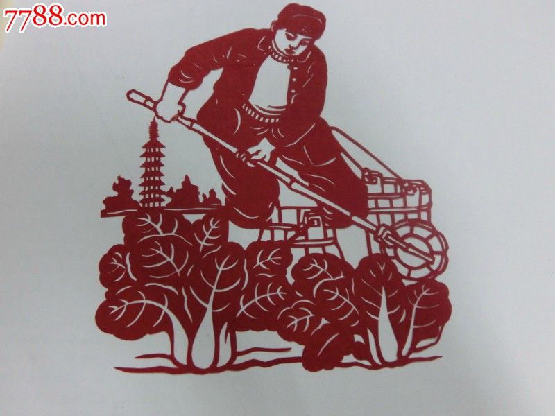 文革人物剪纸——庄稼施肥7