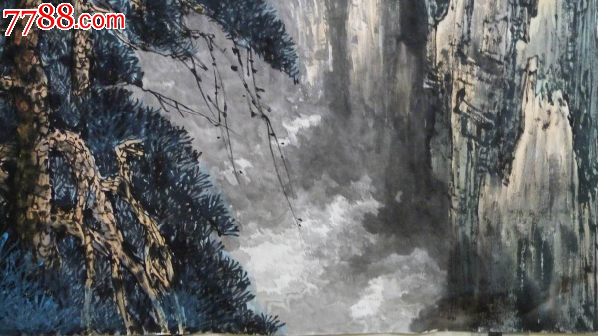 中国画写意山水画《黄山奇峰》六尺整张