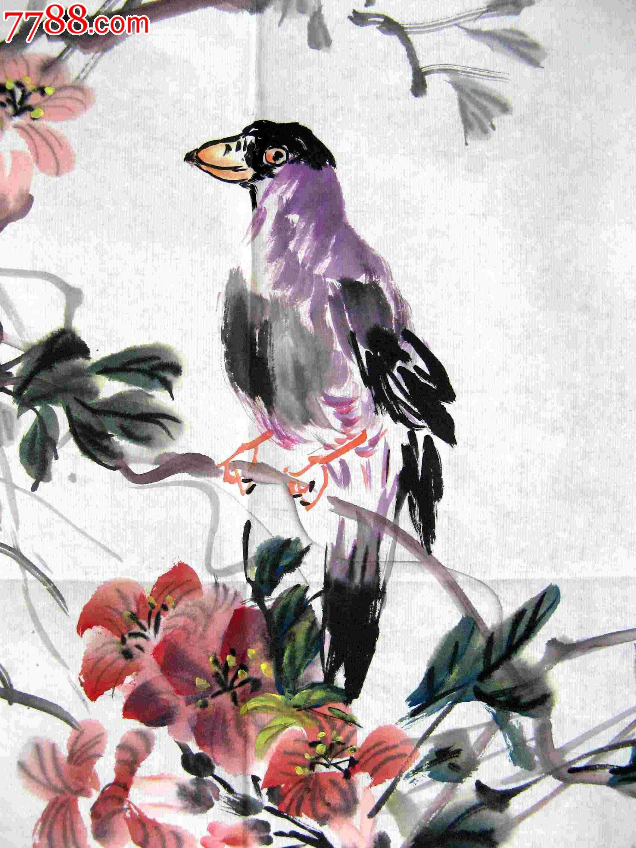 简洁隽永的尺半条幅花鸟画百尺蔓柔翠