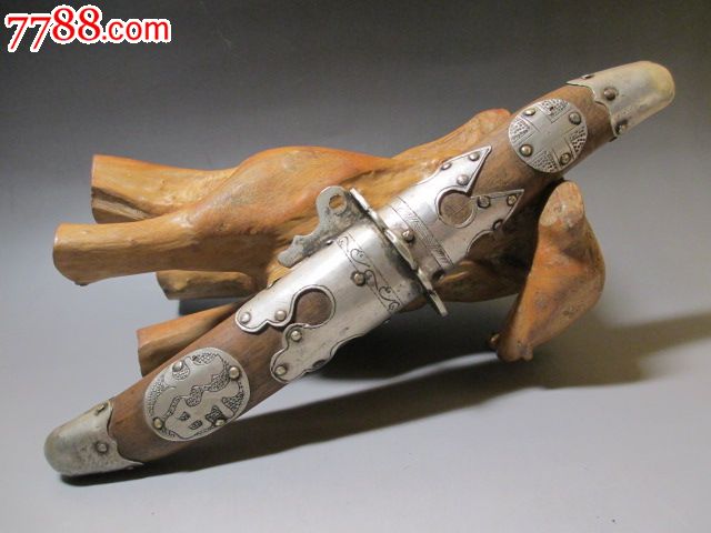 真正蒙藏的手雕木包藏银刀-其他收藏品--se17926135