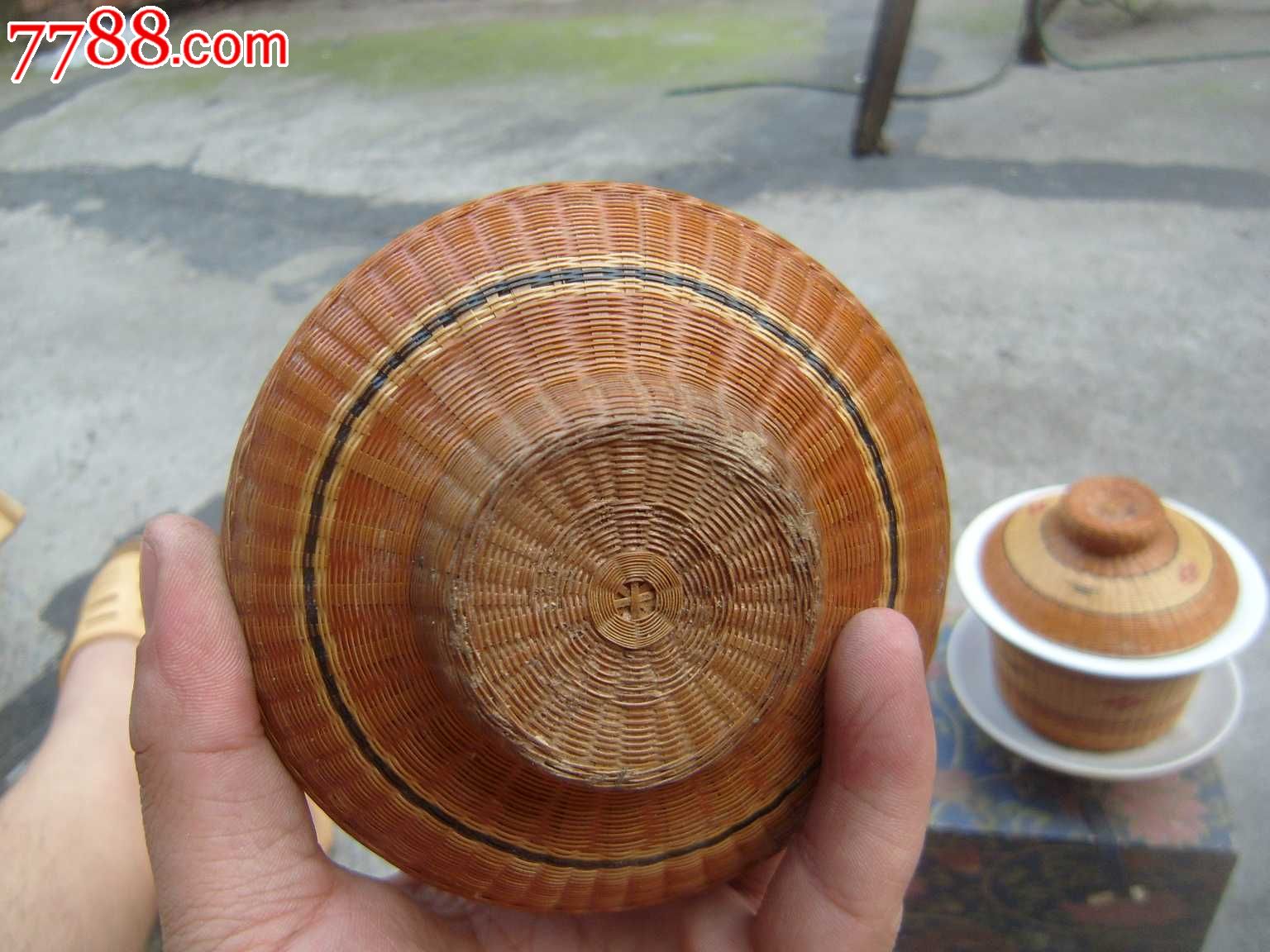 重庆特产瓷胎竹编——盖碗茶杯(三才杯)