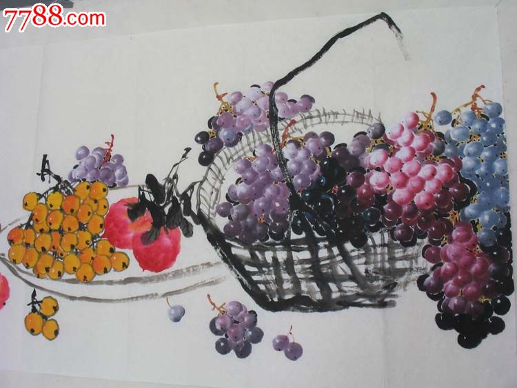 实力画家黄山川四尺花鸟葡萄(满室清香)51800