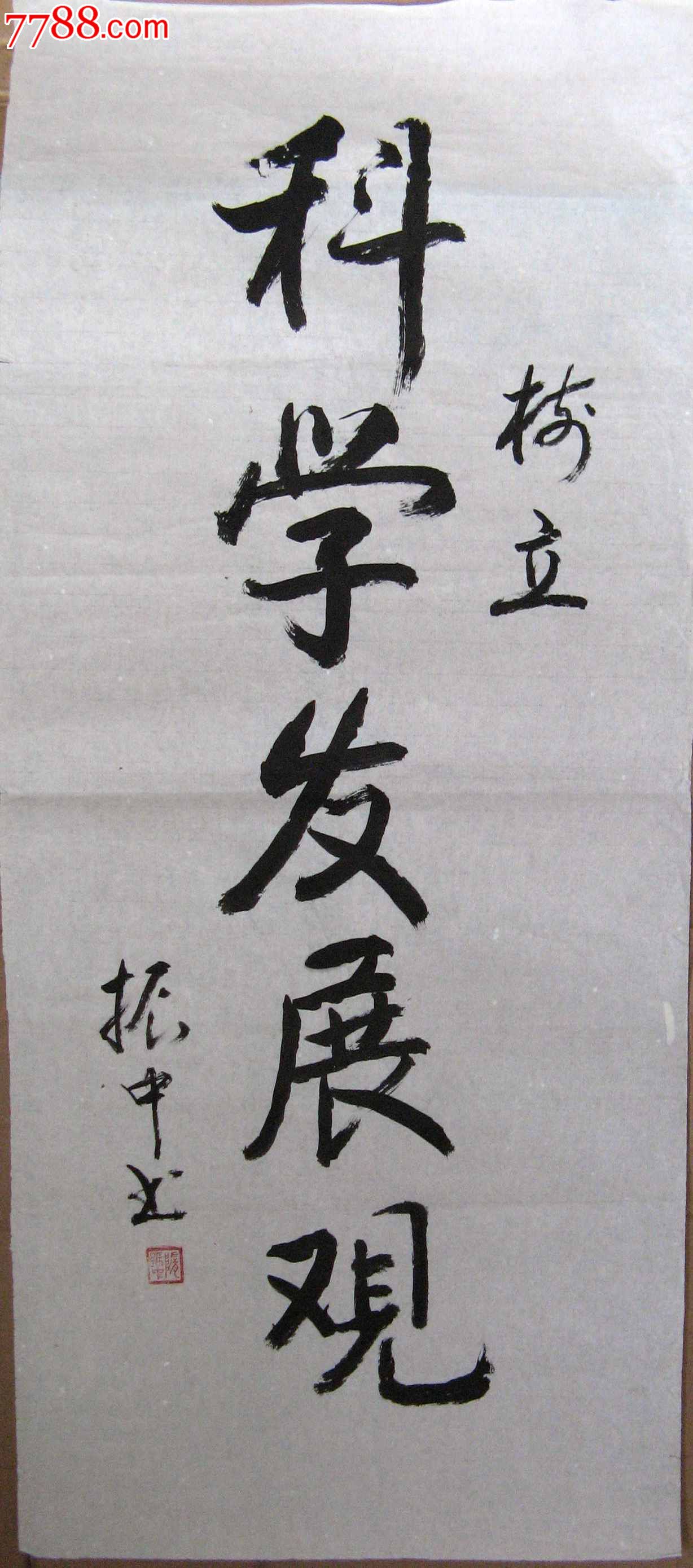 写得不错的大二尺条幅《科学发展观》-书法原作--se17971689-零售