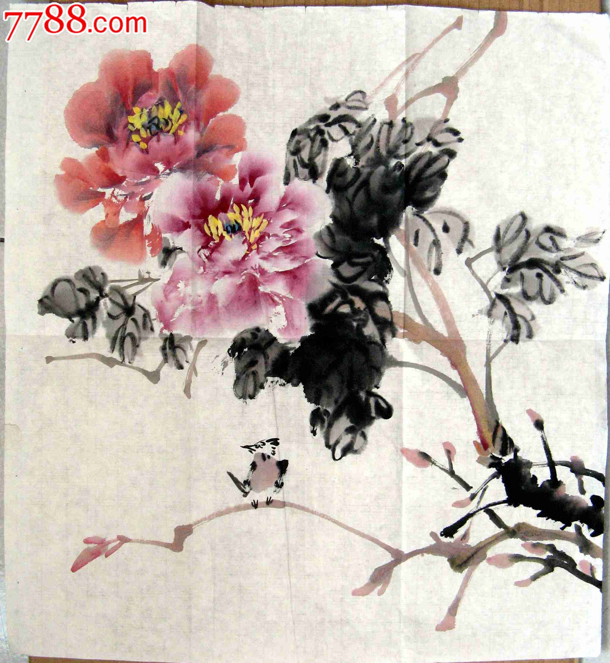 简洁灵秀的三尺斗方无款花鸟画