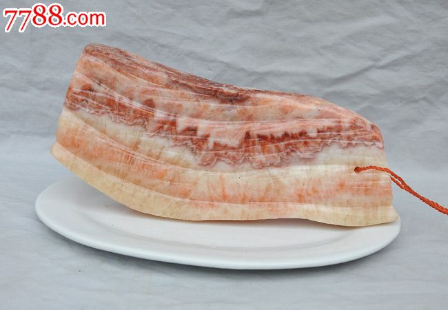 广西天然猪肉石奇石摆件造型石超逼真五花肉石腊肉石