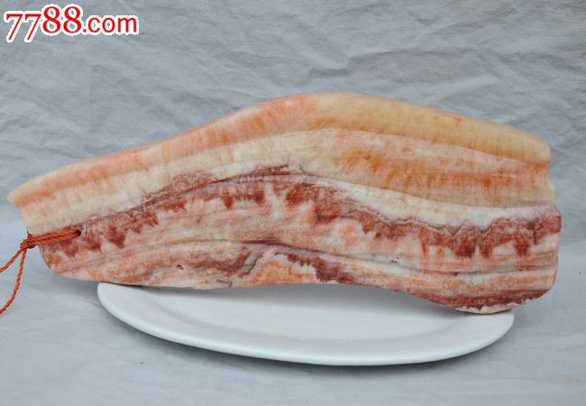 广西天然猪肉石奇石摆件造型石超逼真五花肉石腊肉石