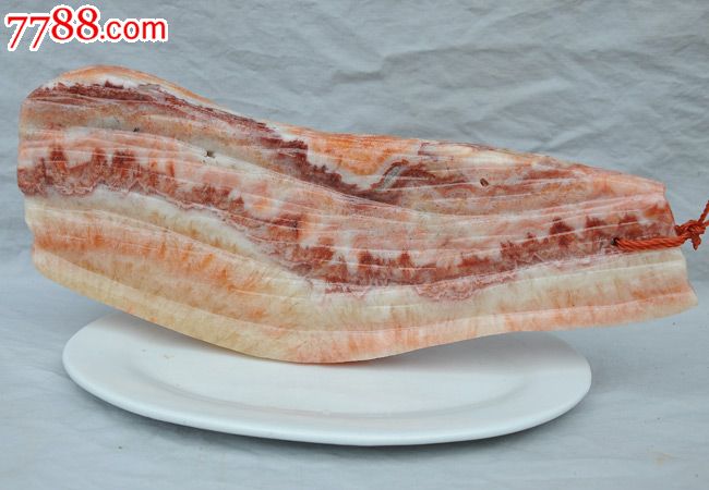 广西天然猪肉石奇石摆件造型石超逼真五花肉石腊肉石