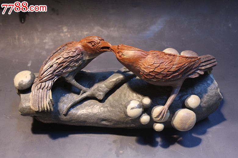 青田石雕精品摆件纯手工艺品整石雕刻礼品收藏家居装饰品鸟