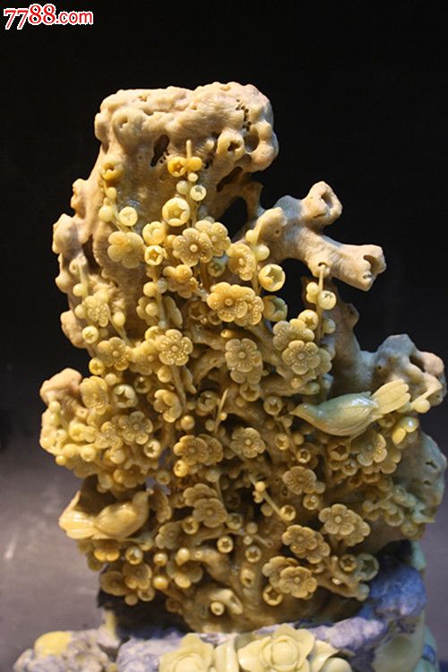 青田石雕摆件精品纯手工艺品整石雕刻礼品收藏家居装饰品梅花