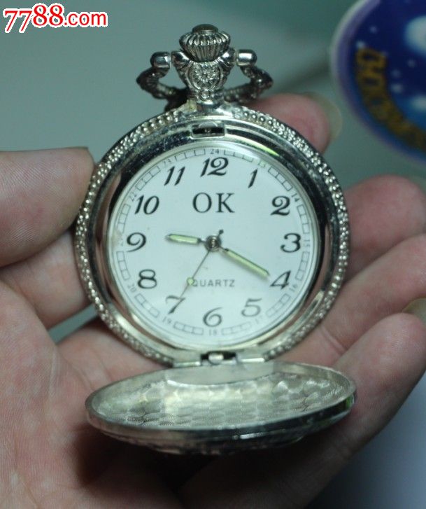 ok怀表挂表电子石英表quartz精美怀表银色