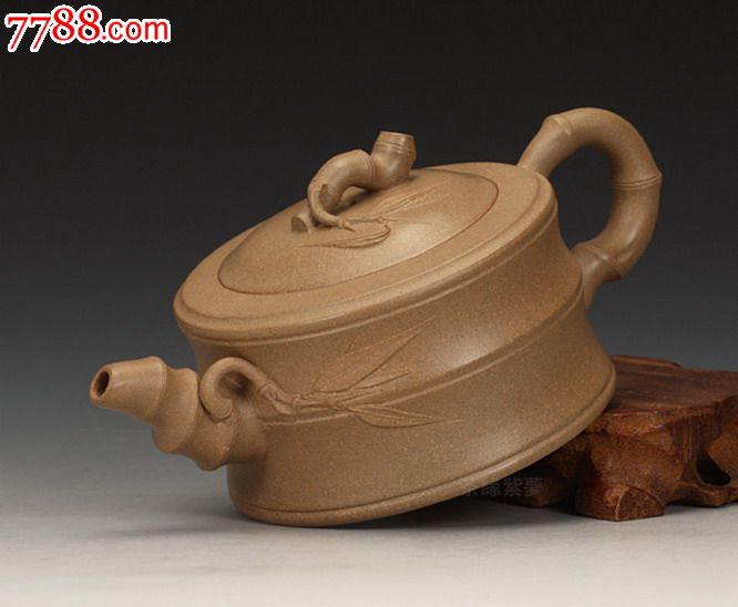 宜兴紫砂壶.纯全手工名家王正国特价正品.段泥.【二节竹段】