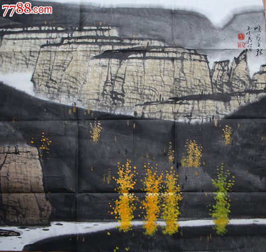 王生义《峡谷之秋》-价格:35000元-se18761301-山水国画原作-零售