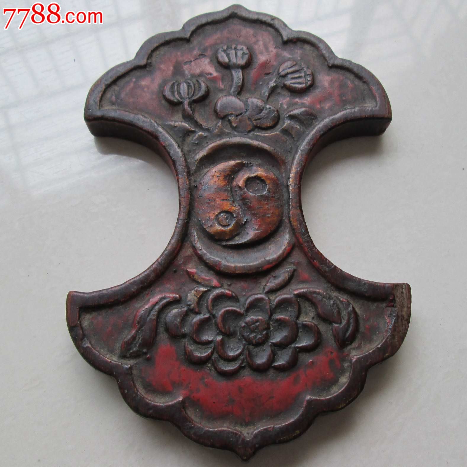 清代民国,荷,梅,菊,牡丹四季花卉,木雕女工绕线板缠线板