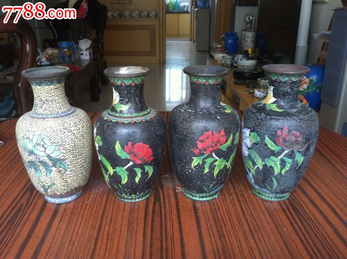 清代景泰蓝瓶四个一起走