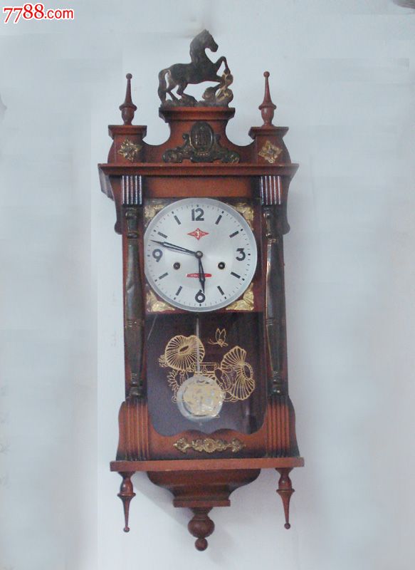 老座钟收藏老式机械座钟金杯挂钟带马头和底柱怀旧老物件古董钟表
