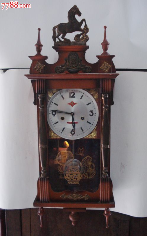 老座钟收藏老式机械座钟金杯挂钟带马头和底柱怀旧老物件古董钟表