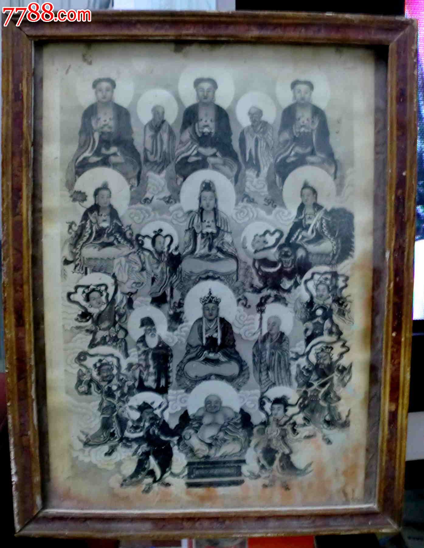 民国左右带老相框《众神20神仙老照片》