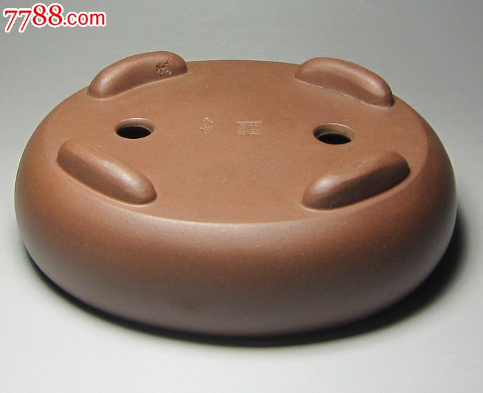 90年代孟小芳制紫泥椭圆形盆 宜兴紫砂