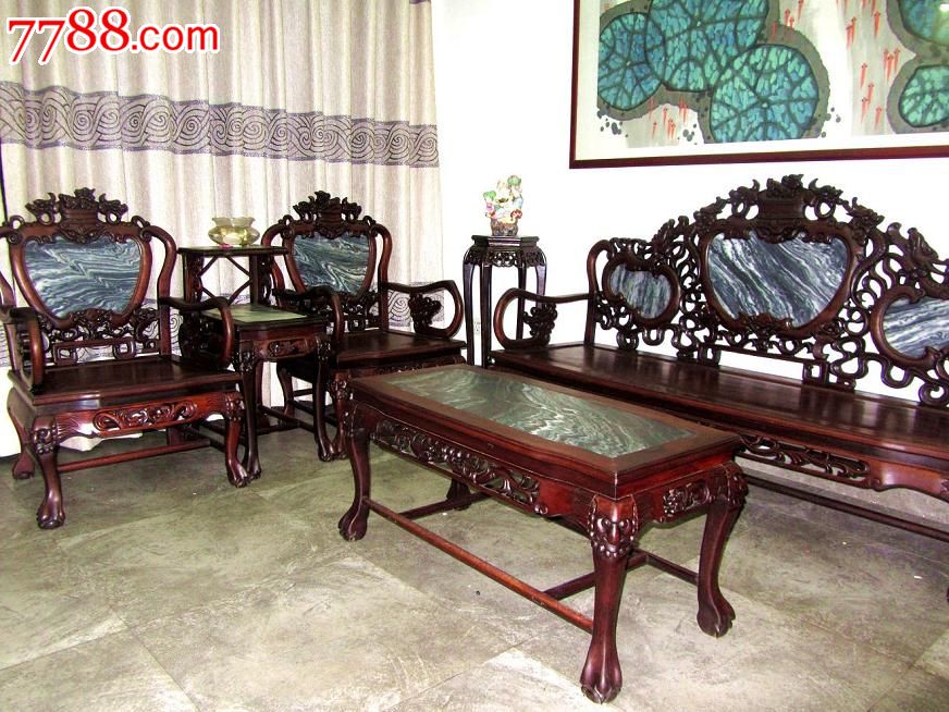 民国期间红木黄花梨老旧沙发五件套