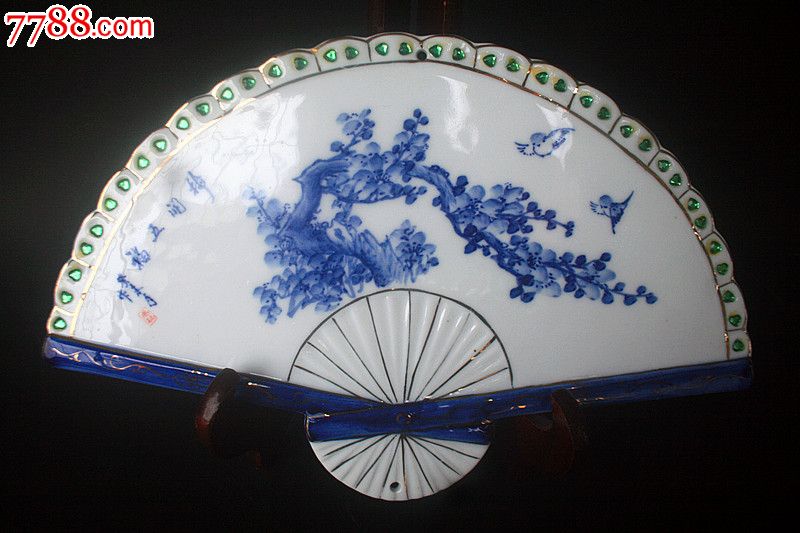 梅开五福瓷板扇-se19335635-青花瓷-零售-7788收藏__收藏热线